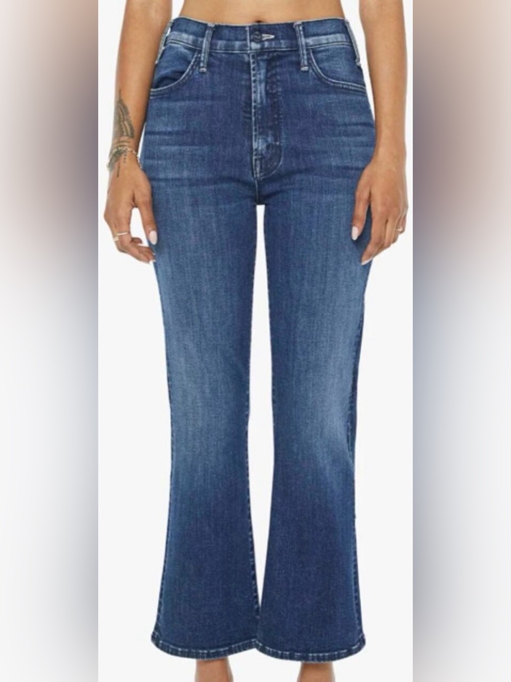 Mother Jeans Lil Hustler Ankle Flare Heirloom Wash Dark Denim 25 Petite